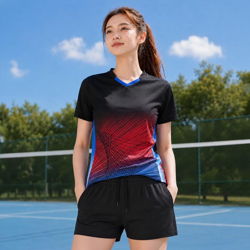 Women s V-Neck Quick-Dry Breathable Short Sleeve T-Shirt XL чёрный