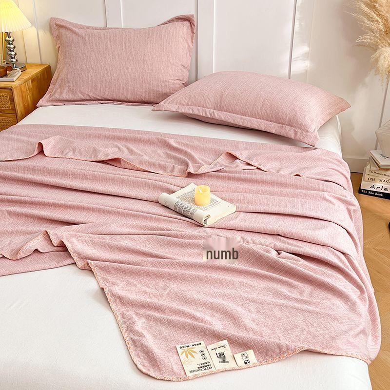 Old Money Style Cotton Linen Throw: Skin-Friendly, Breathable, Antibacterial, All-Season, Summer, Thin Aviation Multifunctional Blanket.
