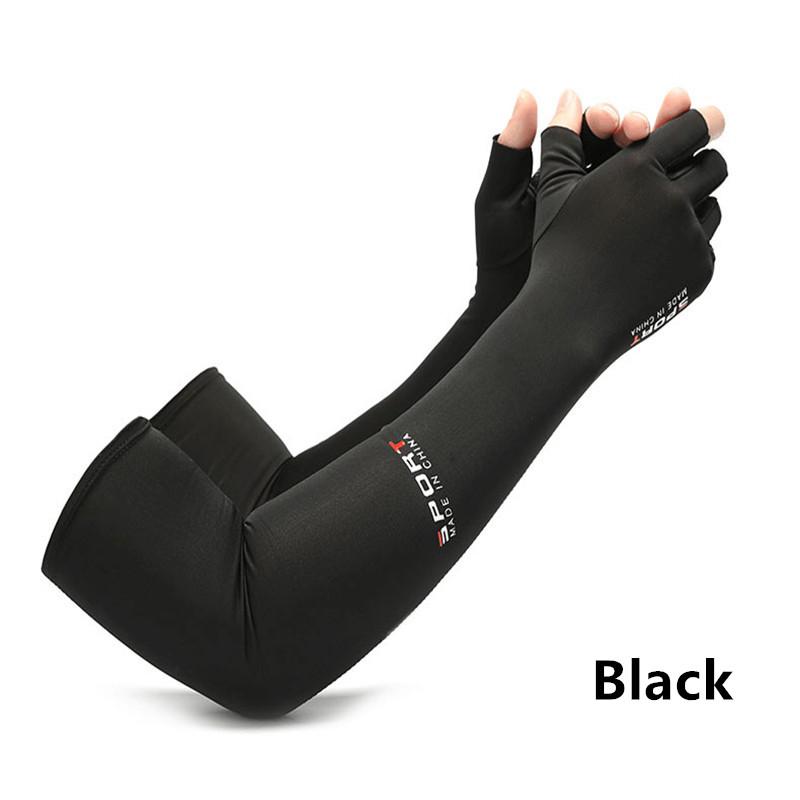 

Рукава из ледяного шелка Летние солнцезащитные рукава Длинные манжеты для мужчин и женщин Прохладная защита от солнца Перчатки для вождения Защита рук Летние One Size чёрный