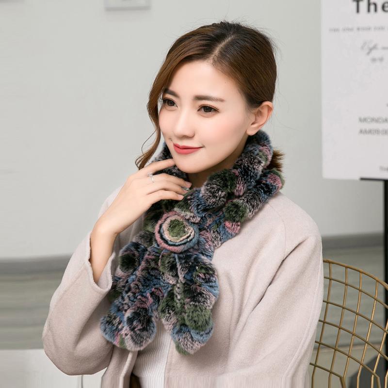 Women Scarf Winter Fur Scarf Real Rex Rabbit Fur Korea Muffler Scarf Ladies Mufflers
