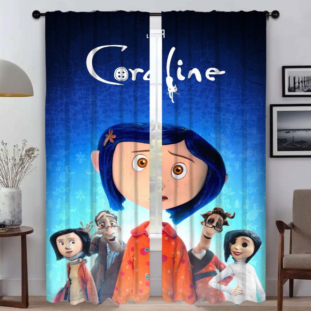 Window Curtain for Room 2 Panel Coralines Modern Living Room Curtains Halloween Decoration Partition Shades Tulle for Bedroom