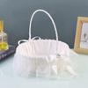Western Dream Wedding Flower Child Scatter Petals Large Flower Basket Pure White Lace Pearl Border Wedding Supplies