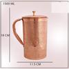 Handmade Copper Etching Embossed Jug & Glass Set 1500 ML Jug with 2 Copper Glass Pitcher for Storage Water & Serving Ware Set of 3