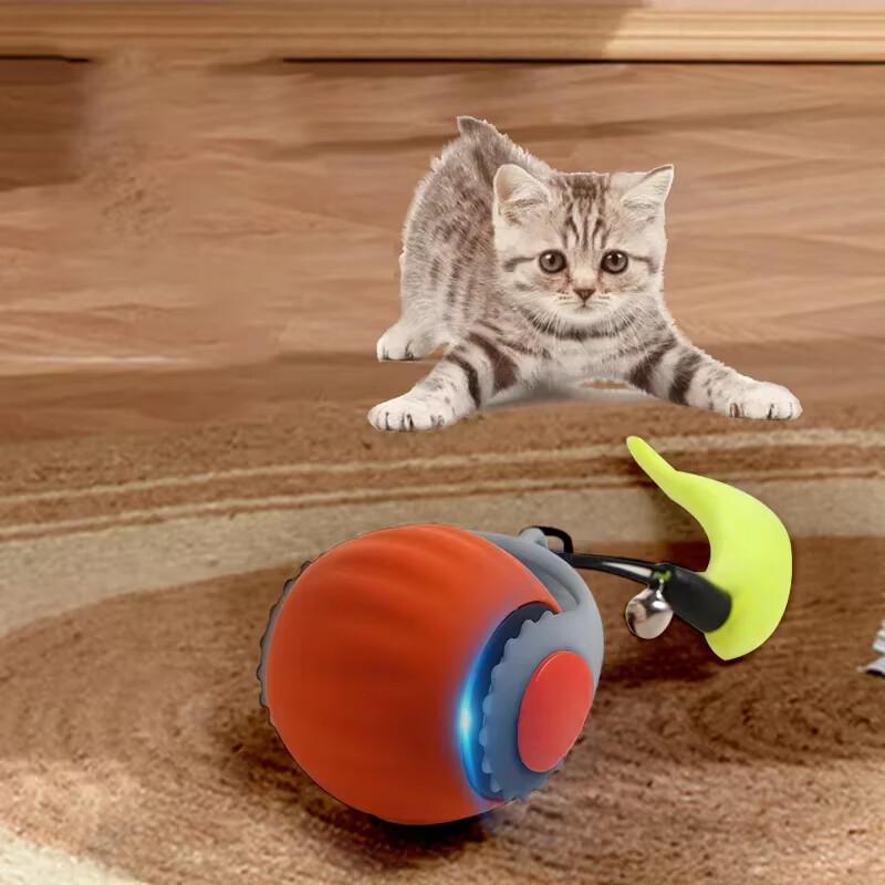 Cat Interactive Ball Toy Electric Cat Ball Toys Automatic Rolling Ball Faux Tail Rechargeable Smart Pet Interactive Toy Dog Cat Training Imitate Mouse