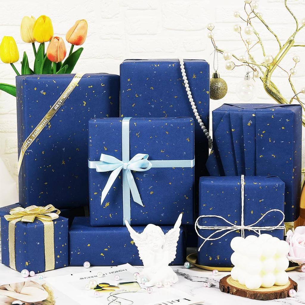 Elegant Matte Kraft Wrapping Paper Roll- 43.18cm x 3.05m,For Birthdays, Christmases, Weddings, Festive Paper,Gift Wrapping Paper