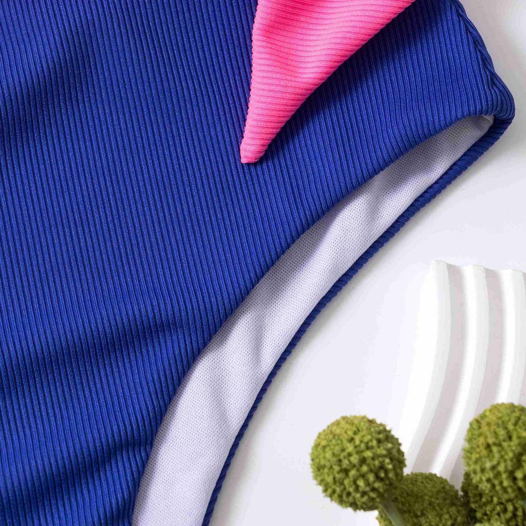 Jednoczęściowy kostium kąpielowy z małym dekoltem i kontrastowym splotem, damskie bikini z wycięciem