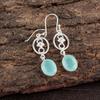 Aqua Chalcedony Gemstone 925 Sterling Silver Jewelry Handmade Earrings 2.00" EE-17-15