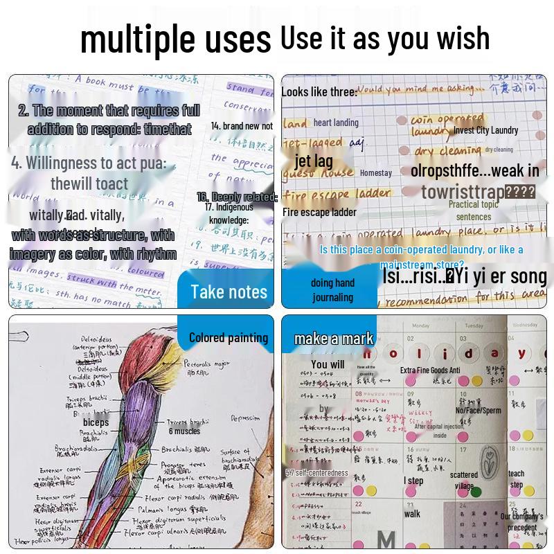 12 Color Universal Fountain Pen Ink Cartridges, Non-Carbon, 3.4 Caliber, Replaceable for Students