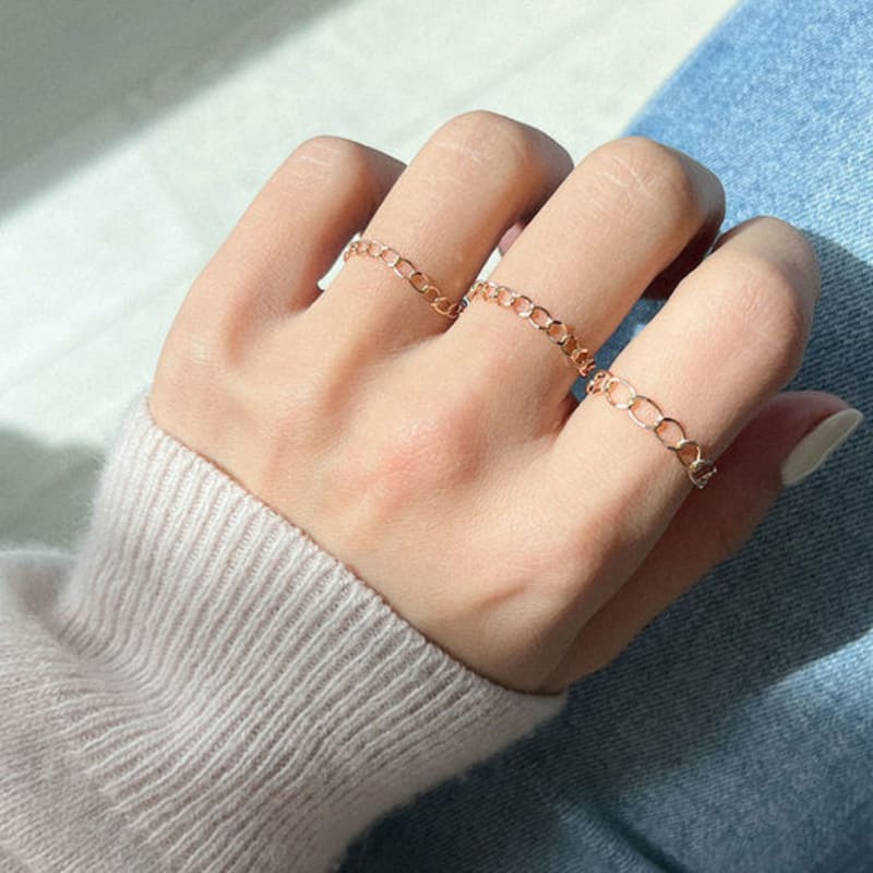 Own Leather Chain Ring (No. 1, No. 2, No. 3, No. 4 / 14k gold)