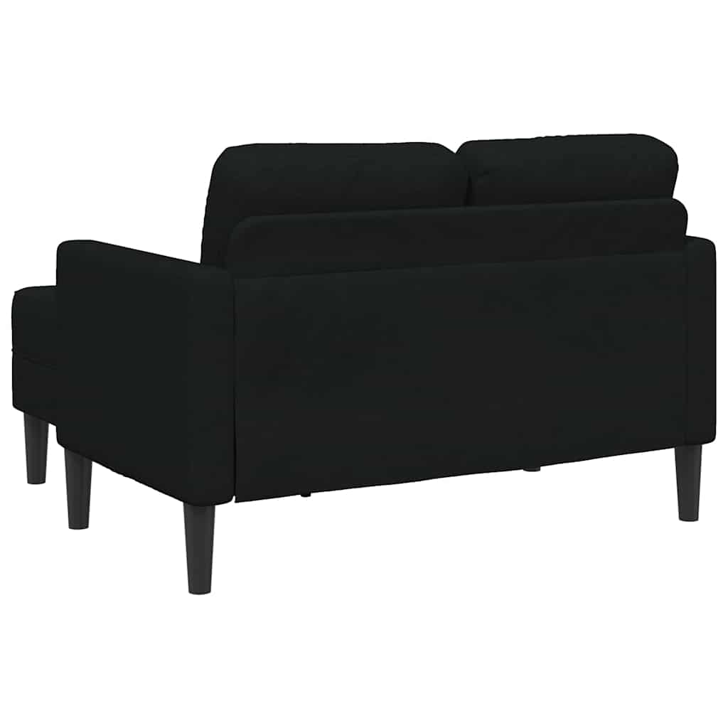 2 Seater Sofa with Chaise Longue L Shaped Black 125 cm Fabric