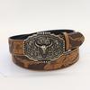 Embossed Pattern Wasitband Adjustable Belt For Daily Use And Outdoor Activity with Metal Bull Head Buckles for Men Women