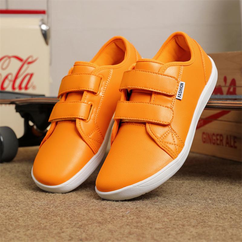 Big Feet Shoes Men's and Women's Casual Shoes Leather Surface Wide Head Barefoot Shoes Large Size Velcro Men's Wide Casual Shoes