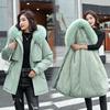 Cotton Coat Women's Winter Parker Casual Mid-length Korean Style Women's Warm Loose Big Wool Collar Cotton Coat