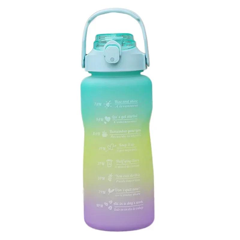 

2000 мл портативный градиентный пластиковый стакан с большой емкостью для занятий спортом на открытом воздухе соломенная бутылка для воды с глазурью для упражнений 2000ml