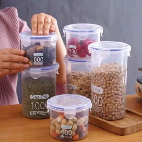 Bocaux Fraîcheur en Plastique Transparent Scellé, Boîtes Alimentaires, Boîtes de Rangement de Cuisine pour Céréales et Céréales, et Bocaux de Rangement