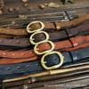 2.8Cm Retro Pleated Trendy Copper Buckle Belt Women'S Genuine Leather Pure Cowhide Versatile Jeans Belt
