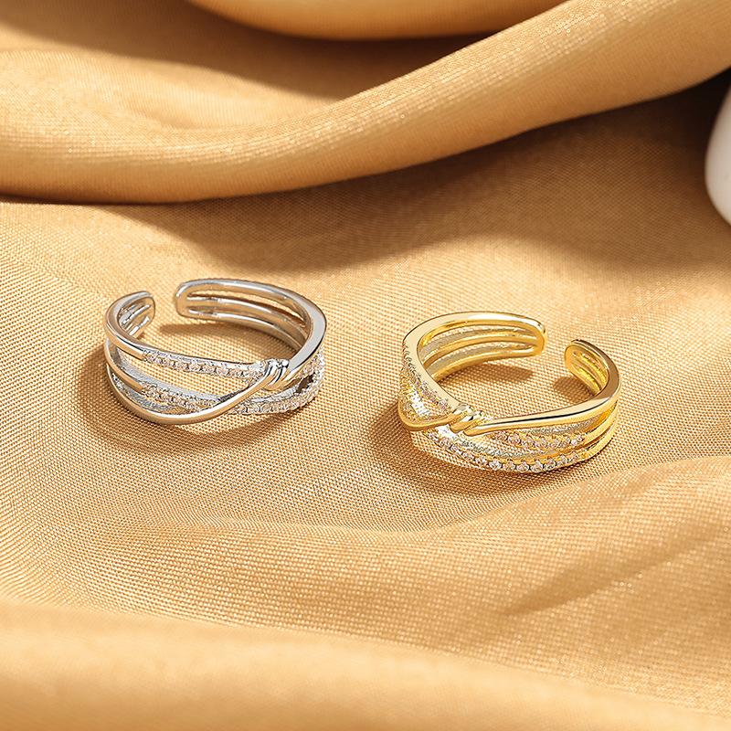 2026 Double Curve Geometric Opening Ring Women's Ins Niche Design Sense Cold Wind Temperament Versatile Premium Ring