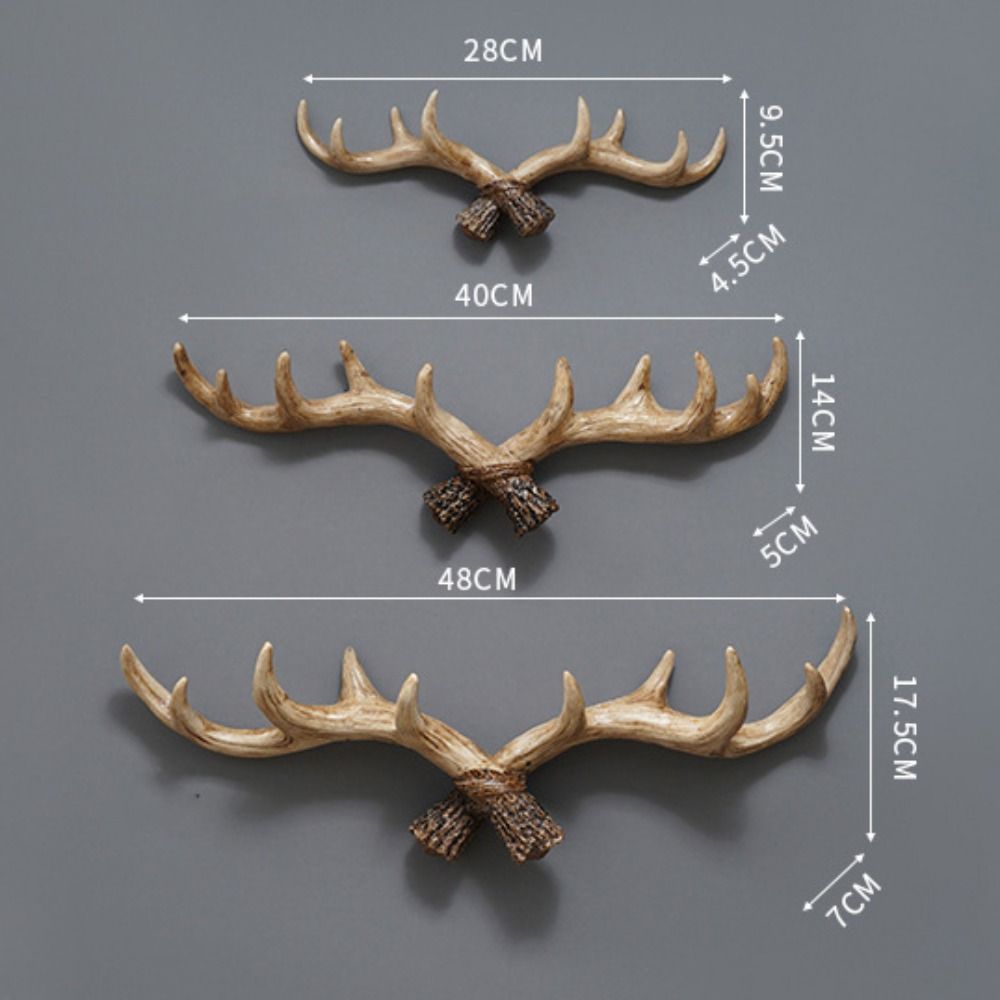 Wall Mounted Deer Horn Decorative Hook Resin Wall Keys Holder Craft Antler Statue  Clothes
