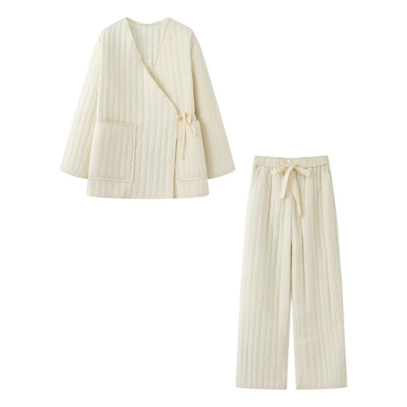 Kaslead New Women clothes Western Style Fashion Loose Robe Same Style for Men and Women Outer Wear Cotton-padded jacket Set