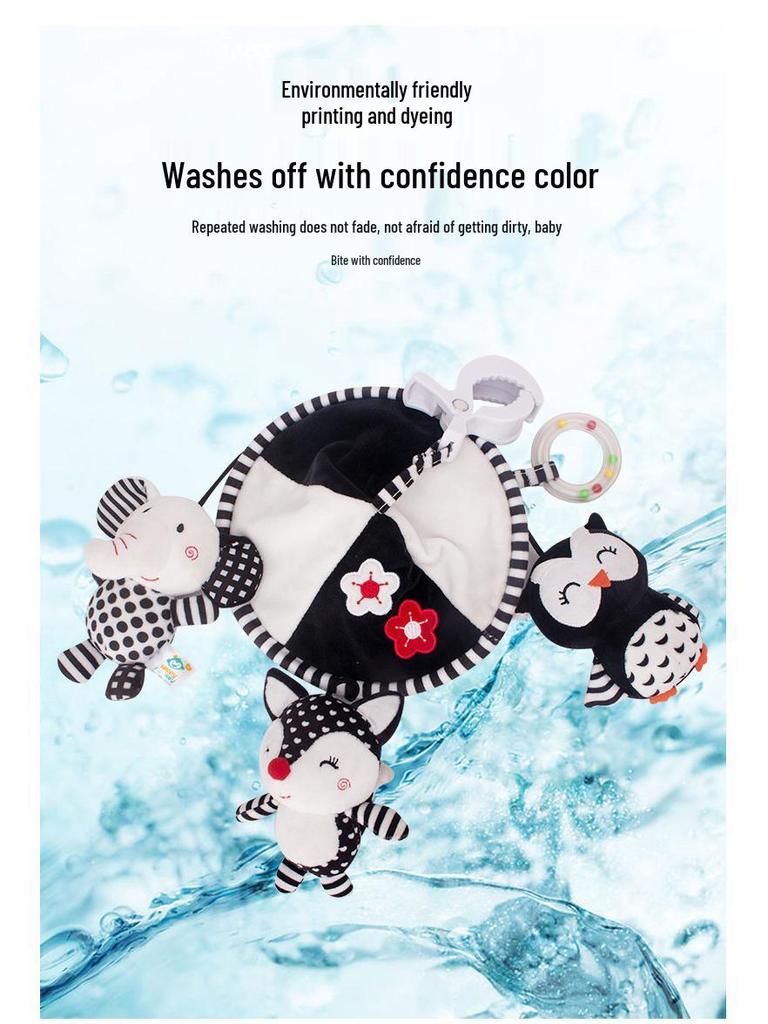 Happy Monkey Black & White Newborn Crib Mobile: Rotatable Wind Chime & Stroller Hanging Toy