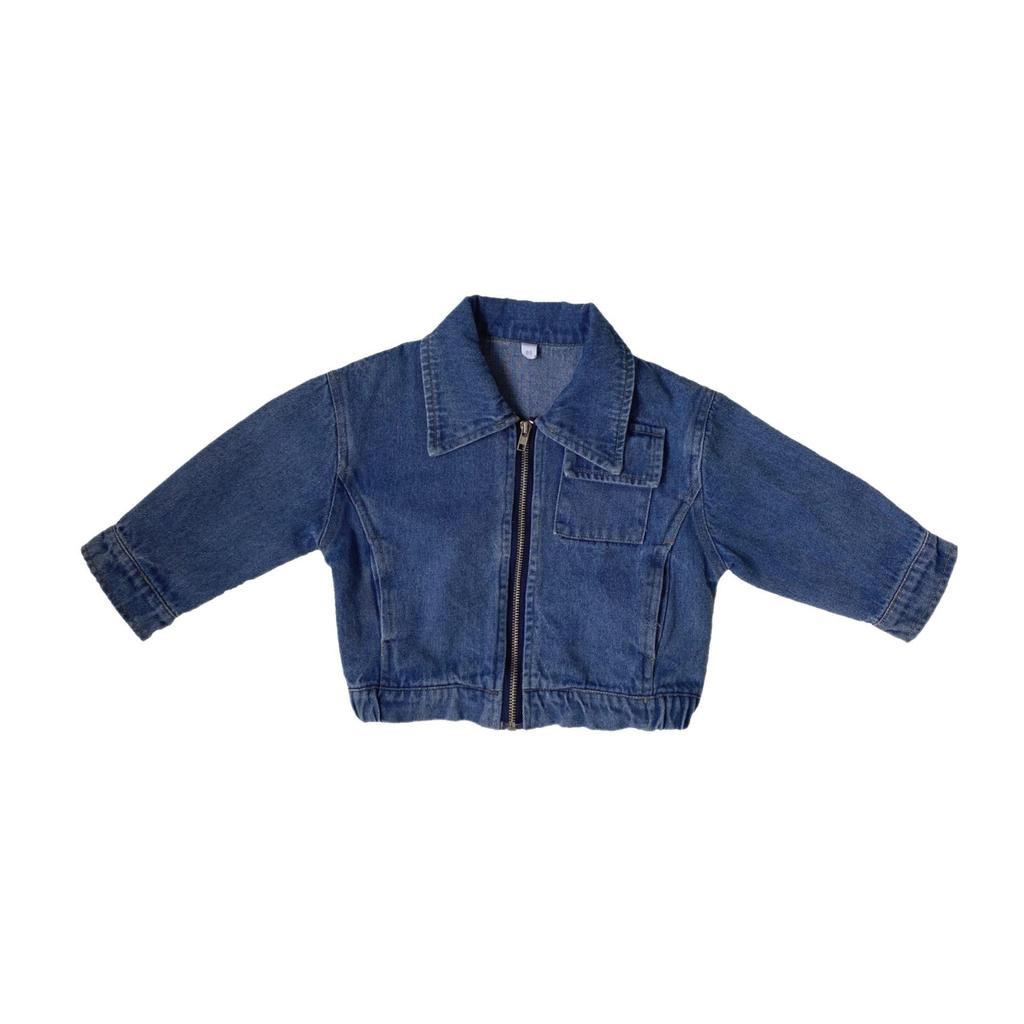 Korean Style Autumn Children's Heavy Duty Soft Denim Jacket - Boys & Girls Fashionable Workwear Zipper Jacket