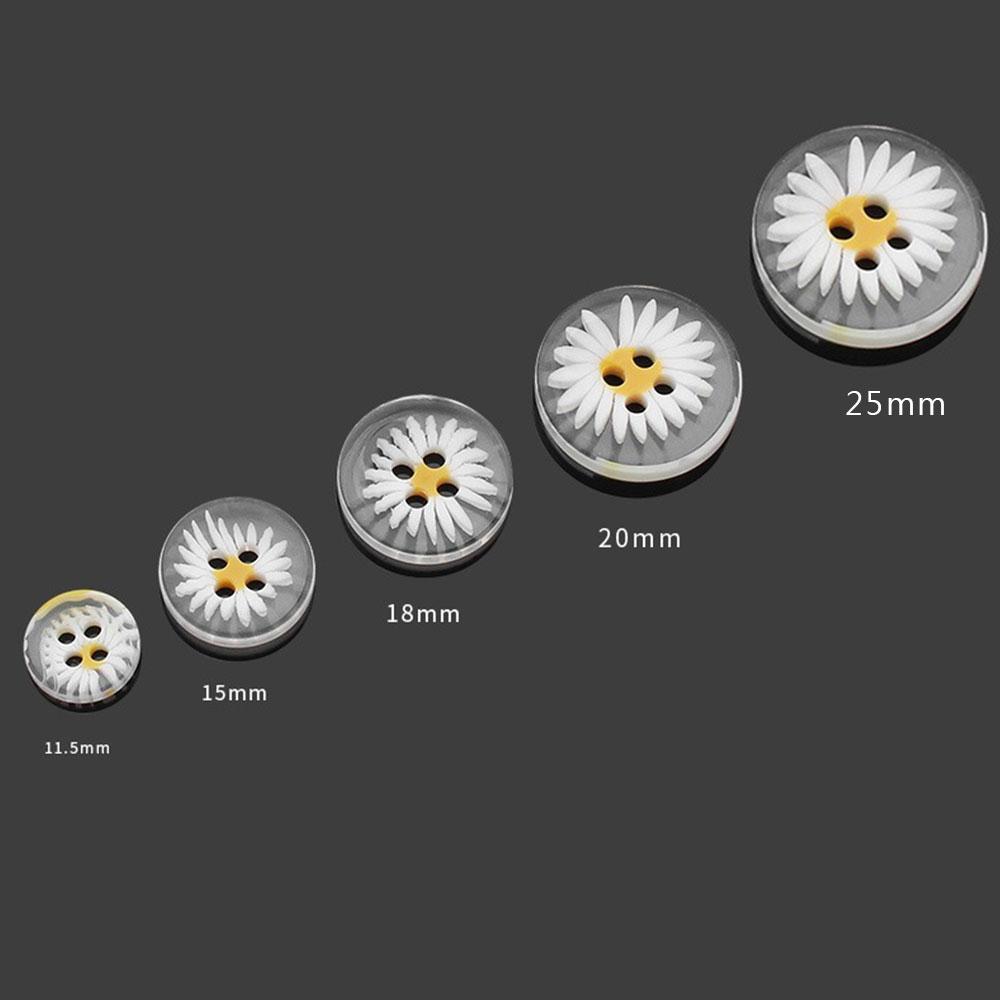 

11.5-25mm Clear Resin Daisy Buttons 10PCS - 4 Hole for Coat Windbreaker Shirts Decoration DIY Craft Sewing Clothing Accessories 15mm(10pcs) прозорий