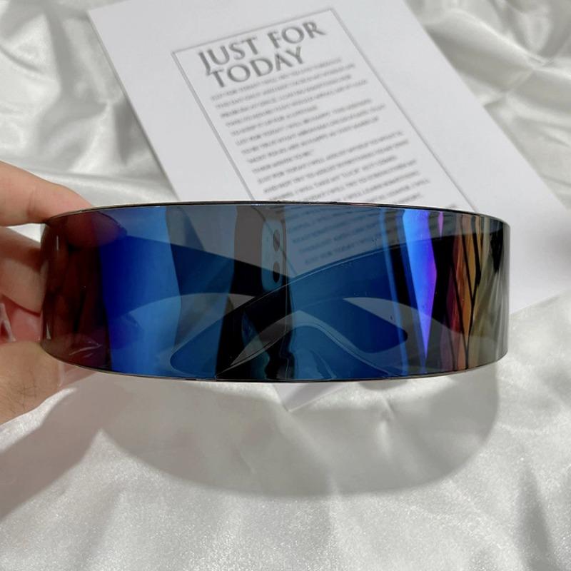 Y2K Future Warrior Rimless Sunglasses One Piece Lens Wrap Around Cyber Punk Futuristic Men Women Hip Hop Party Sun Glasses