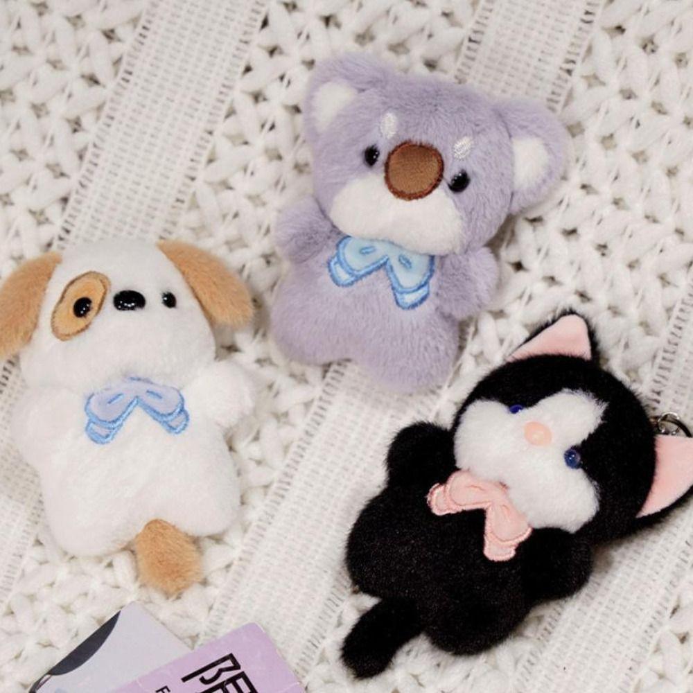 Stuffed Cartoon Animal Keychain Soft Cat Plush Keyring Plush Koala Bag Pendant Kids Gifts