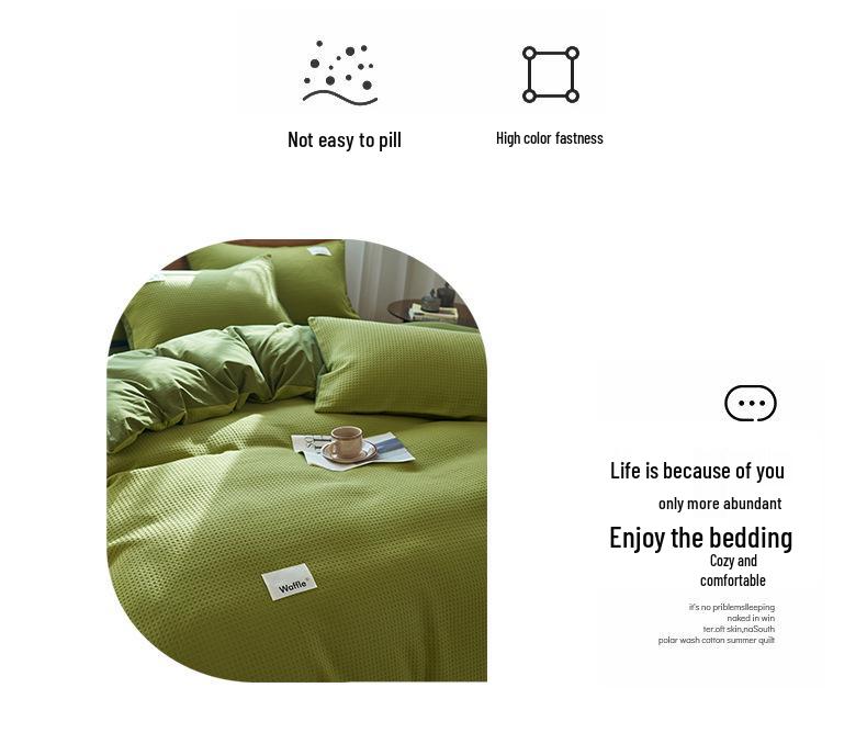 Class A Cotton Waffle Weave Luxury Bedding Set: Duvet Cover, Bed Sheet, & Pillowcases