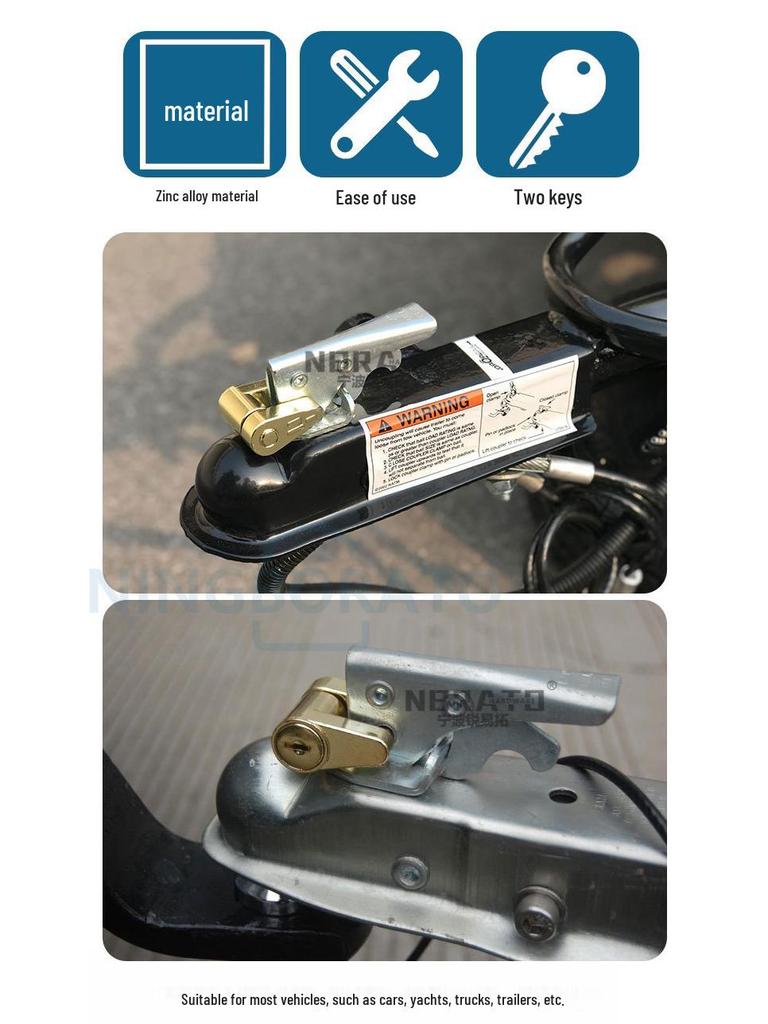 Gold 1/4" Copper Plated Tow Hitch and Coupler Lock for Trailers and RVs
