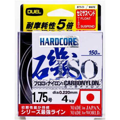 DUEL HARDCORE Carbon-Nylon-Schnur, 1,75 HARDCORE ISO, 150m, 1,75 W, Hohe Sichtbarkeit Weiß, H3400-W