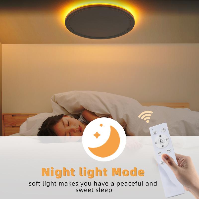 Ultra-thin Led Ceiling Light Backlight Amber Night Light Living Room Bedroom Simple Three-color Remote Control Dimming