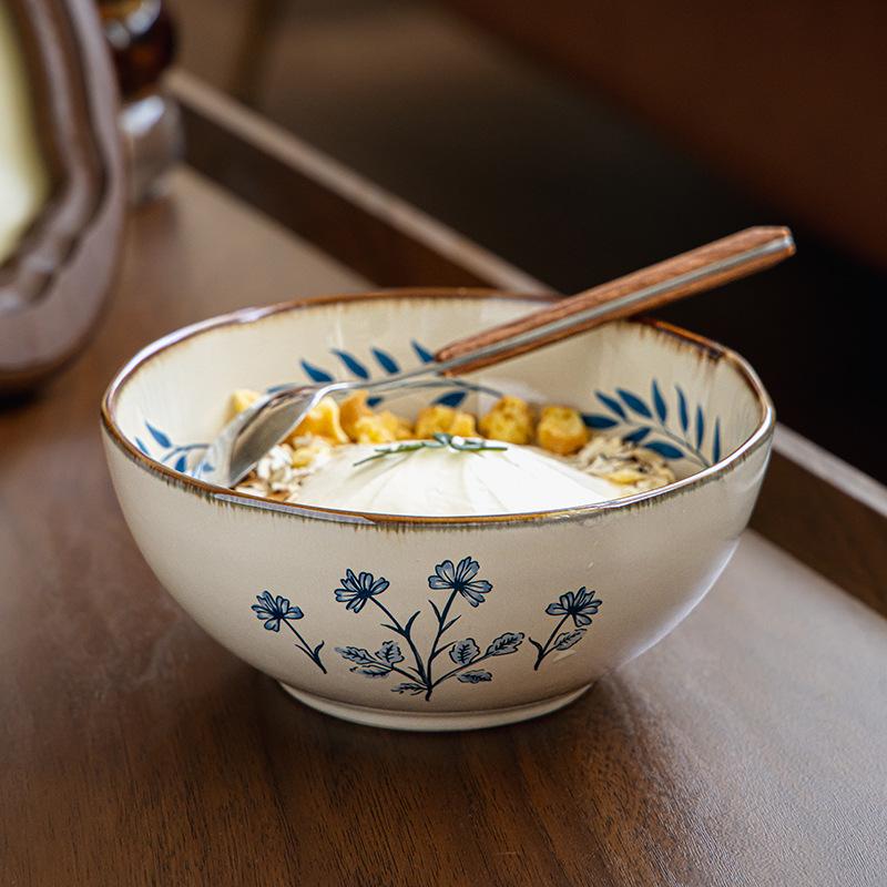 Medieval Tableware Brunch Bowl 5.5 Inch Special-Shaped Noodle Bowl Rice Bowl Ceramic Dessert Yogurt Bowl Outlet