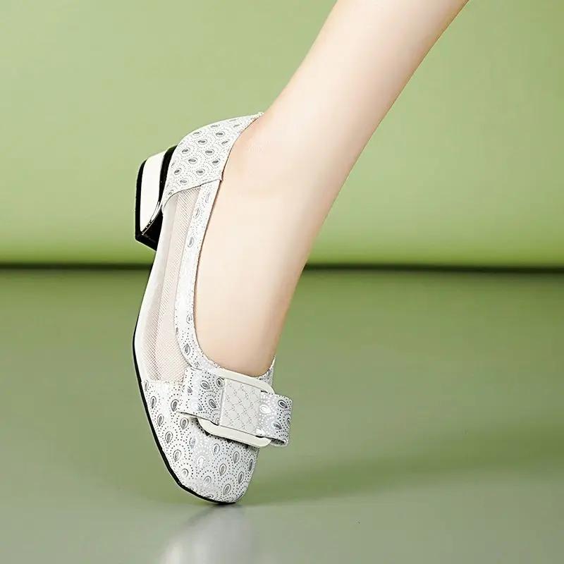 Fashion Chunky Heels Round Toe with Bow Ladies Pumps Women's Shoes Block Heel Young Shoe Fashion Y2k Chic Point Wholesale Vacation 39