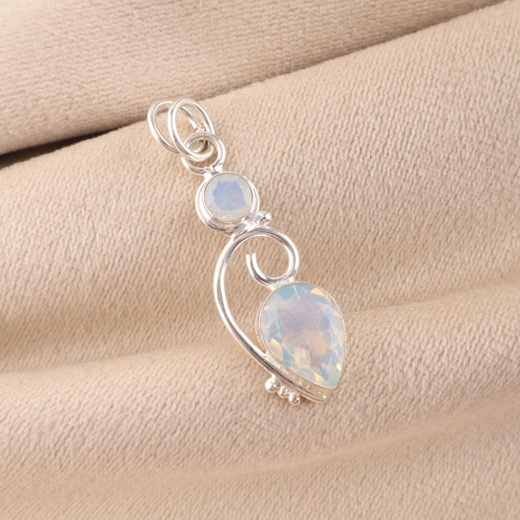 Milky Opal Gemstone 925 Sterling Silver Customized Pretty Pendant 1.47" For Wedding PP-31-14