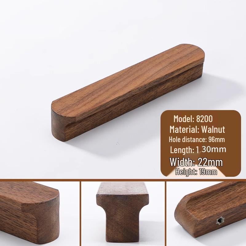 Japanese Minimalist Walnut Handle Solid Wood Cabinet and Wardrobe Drawer Handle