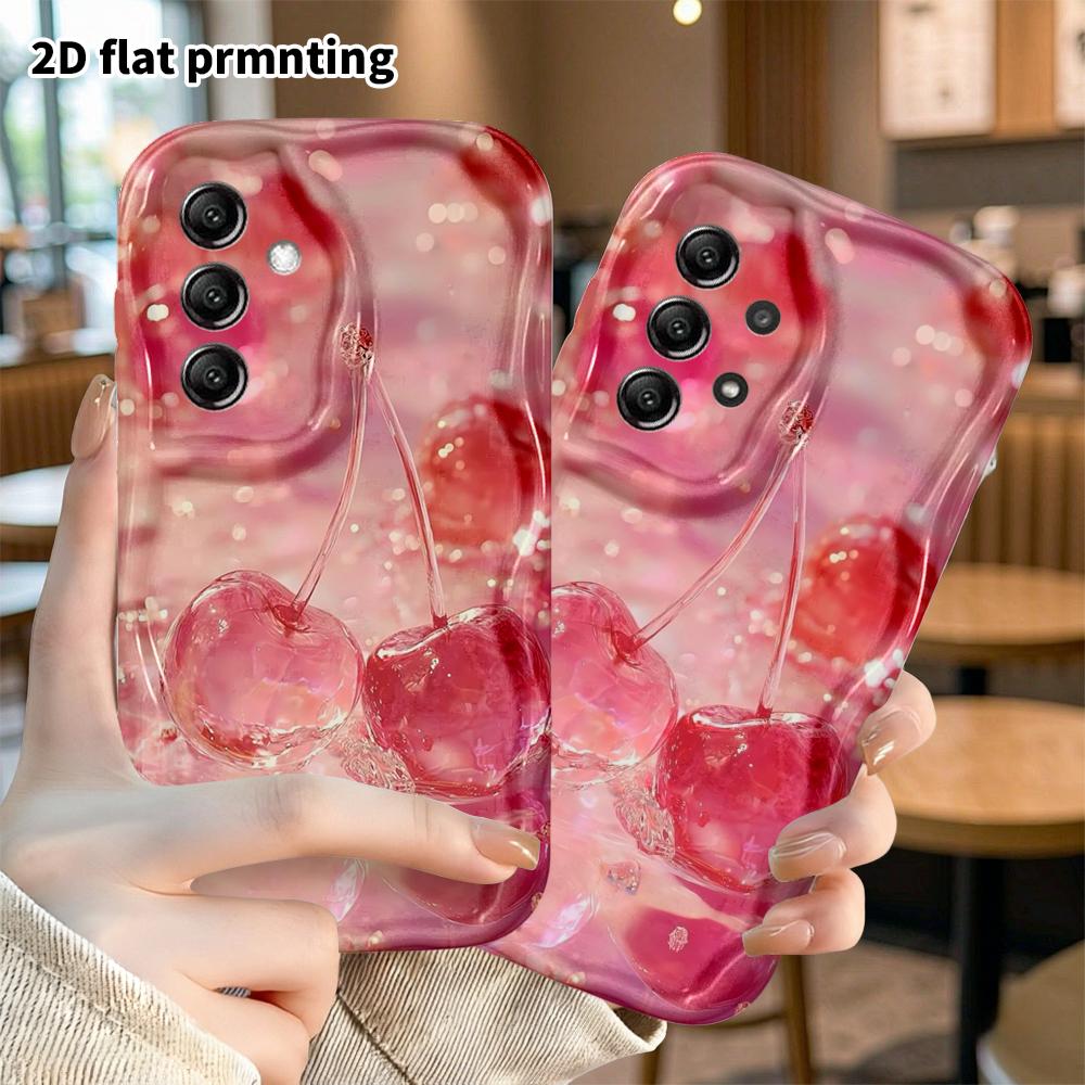 Phone Case: 2D Flat Samsung Galaxy A34 A35 S20 S22 S21 FE Plus Ultra Protective Case, Glass Double Cherry, Christmas Halloween Holiday Gift