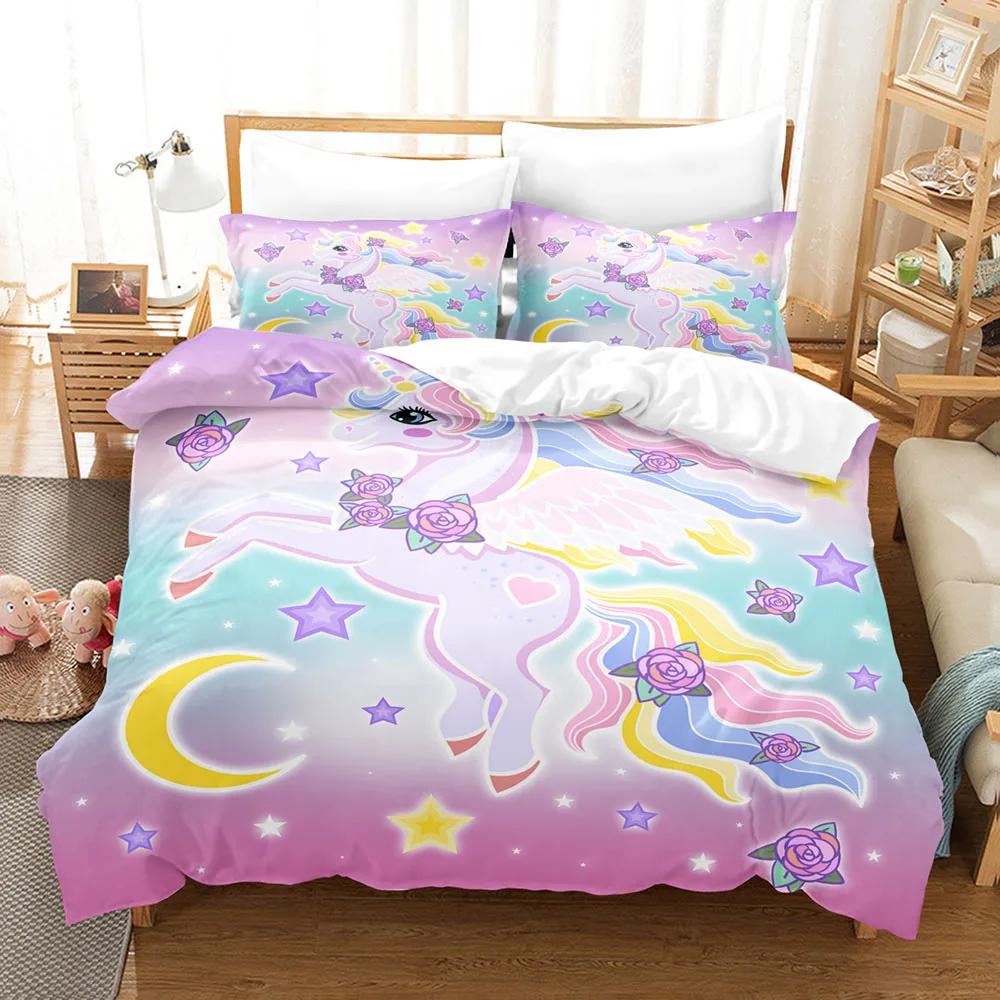 Cute Dream Unicorn Bedding Set Adults Children Winter Duvet Cover Sets Kids,twin Full Bedroom Set Home Textile Housse De Couette