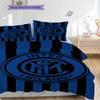 Biancheria da letto con sfondo stemma Inter Milan (1 * copripiumino + 2 * federa, senza nucleo) Set biancheria da letto morbido e confortevole Regalo di Natale compleanno
