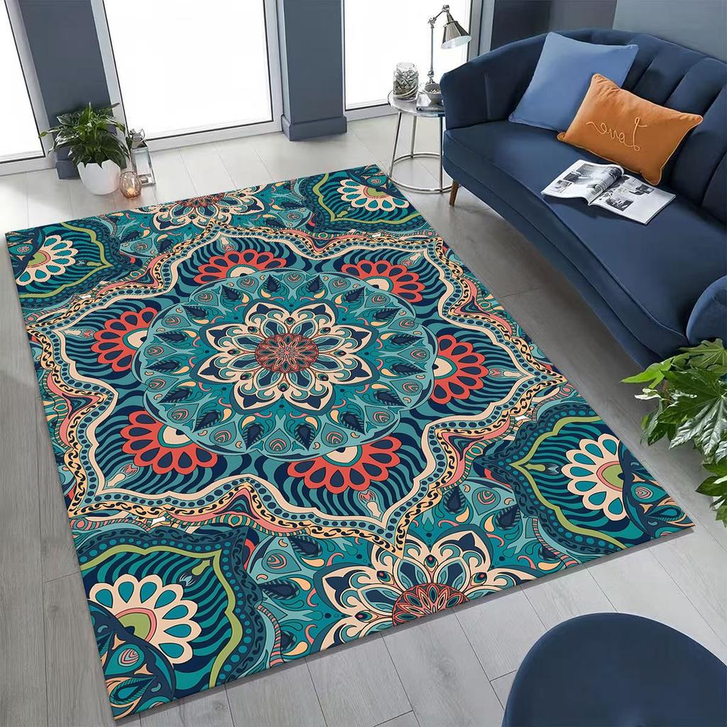 2026 Rainbow Mandala Flower Chakras Yoga Bohemia Art Rug for Bedroom Living Room Sofa Home Doormat Decor,Kid Non-slip Floor Mat