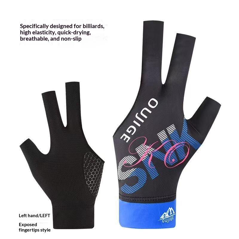Open Finger Billiard Gloves Breathable Polyester Snooker Pool Glove Anti-Slip Adjustable Billiard Training Cue Glove