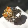 Newest Design Owl  Sterling Silver Animal Champagne CZ Cute Owl Finger Ring For Woman Wedding Engagement