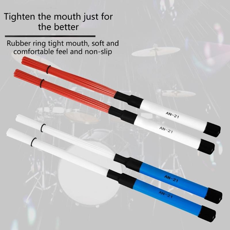 2Pcs Drum Brush Percussion Brushes Snare Brush Jazzes Drum Brushes Professional Nylon Wire Brush with Comfortable Handle