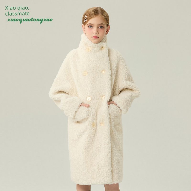 Children's Fur Outwear 2025 Autumn and Winter New Style Girls' Imitation Lamb Wool Little Girl's Fur Outwear Mid-Length Korean Style