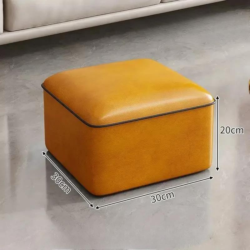 Stolička Domácí lehká luxusní nízká stolička Dveřní boty Převlékací stolička Čtvercová stolička Obývací pokoj Pohovka Boční lavice Kožené taburetky Pouf