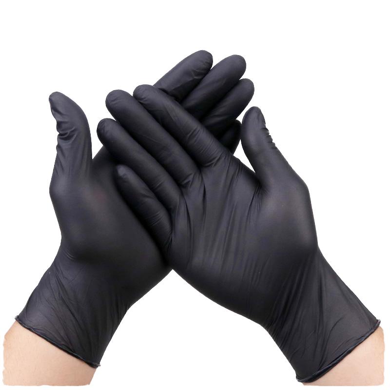Full Texture 5mil Tattoo Thick Black Nitrile Gloves Latex Free Heavy Duty Beauty Salon Durable Disposable Black Nitrile Gloves L&Food Service чёрный