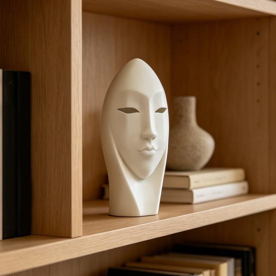 Abstract Face Art Desk Statue 3D Printed Minimalist Modern Face Sculpture for Home Office Desktop Shelf Mantel TV Stand Decor