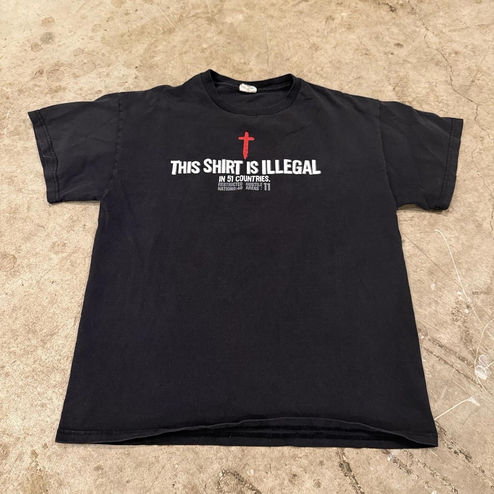 

Medium Persecuted Church T T-Shirt Vintage Romans 1:16 Illegal In 53 Countries L