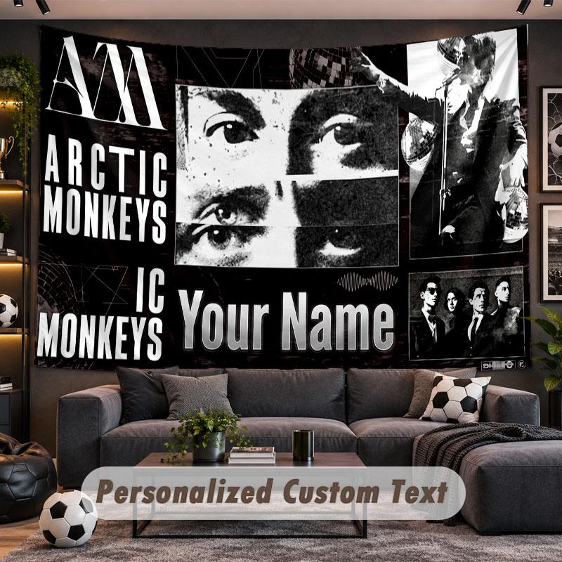Wall Hanging Tapestry Custom NameArctic Monkeys Pattern Personalized Printed Fabric Wall Decor