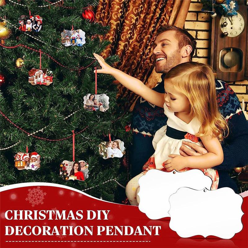 M-Modern-10Pack Sublimation Christmas Blanks , Blank Aluminum Board Ornaments White Blank Ornaments For DIY Christmas Day